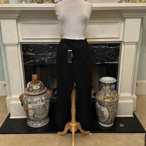 NWT “Truth” black vegan suede straight leg pants w/zipper trim ankle